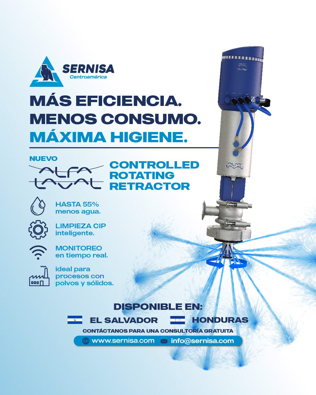 Controlled Rotating Retractor: una nueva generación de limpieza CIP para procesos con polvos y sólidos